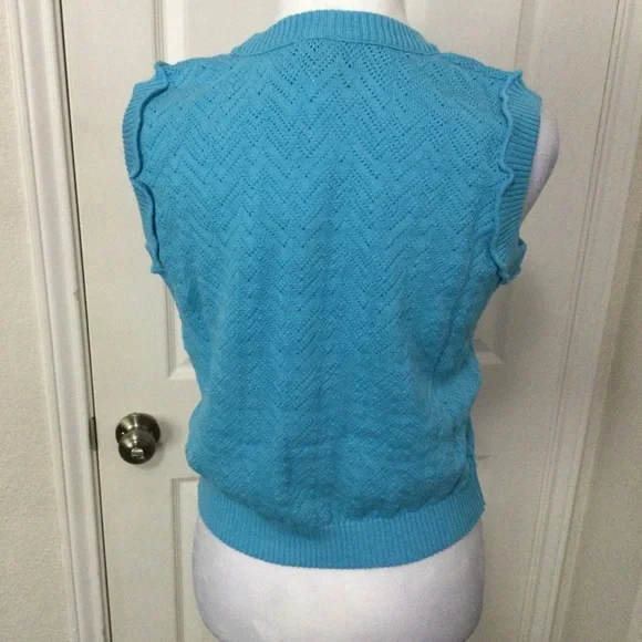 8 by Yoox Blue Sleeveless Knit Top Size M - Picture 6 of 12